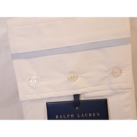 NEW Ralph Lauren Palmer Percale Org Cotton 2 Standard Pillowcases White Sky Blue - Picture 3 of 10